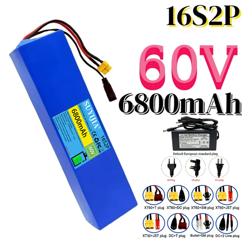 60V 30Ah Electric Scooter Battery - Paquete de Baterías de Litio 16S2P,