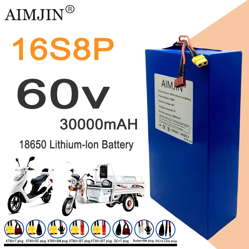 60V 30Ah Electric Scooter Battery - Batería de Litio 16S8p 1000-3000W Nueva,