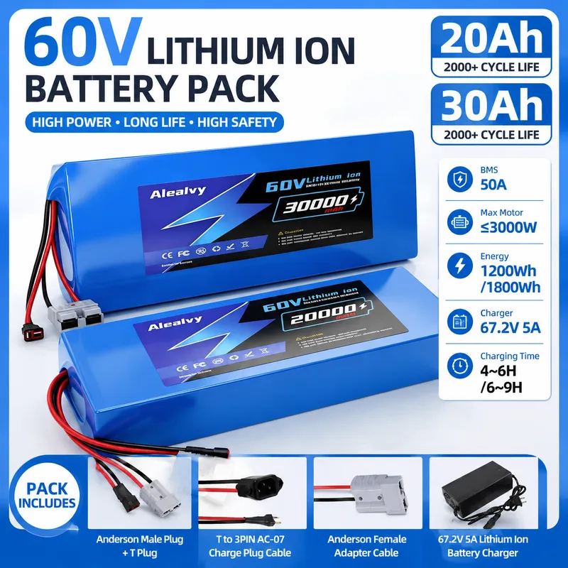 60V 30Ah Electric Scooter Battery - Batería de litio Aleaivy 60V 20AH