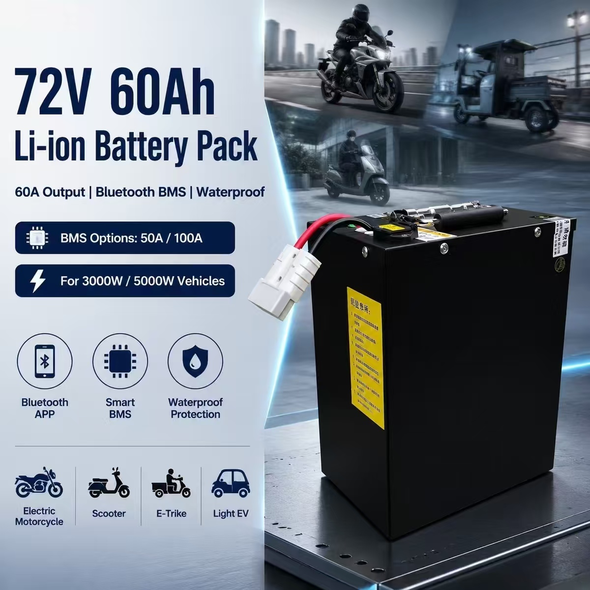 Batería de polímero de litio d - 72V 60Ah Lifepo4 Battery Pack reseña y precio