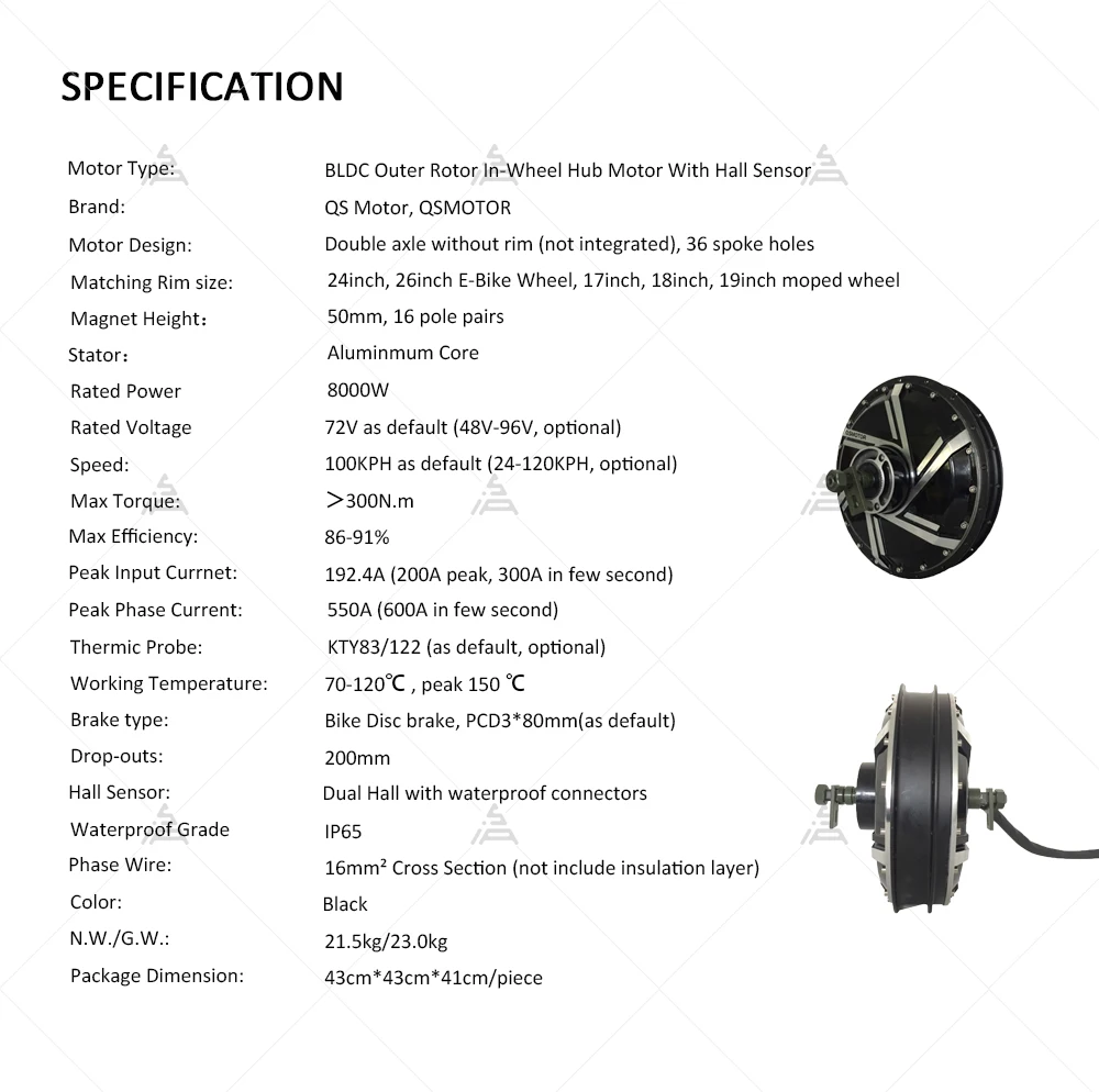Kit de Conversión QSMOTOR QS27 - Qs273 Hub Motor 8000W 72V reseña y precio